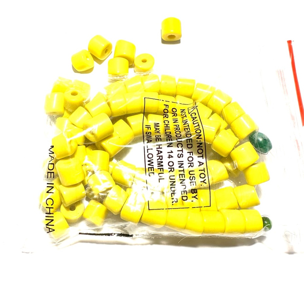 Vintage Yellow Glass Heishi Beads from India for Jewelry Making & Crafts